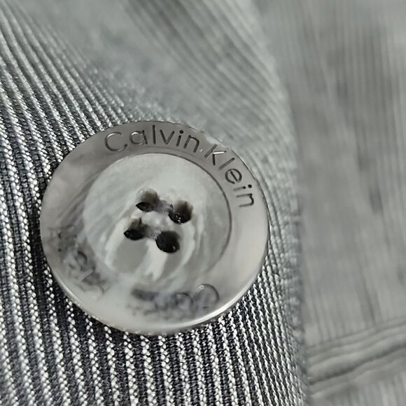 Chic Calvin Klein Pinstriped Gray Blazer - Picture 13 of 13